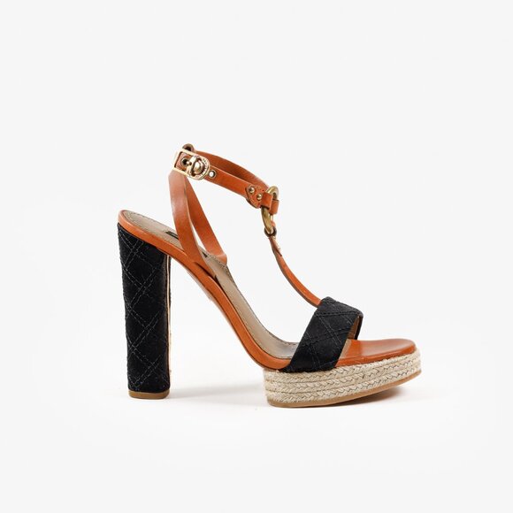 Marc Jacobs Brown & Black Strappy Heels - Picture 1 of 12